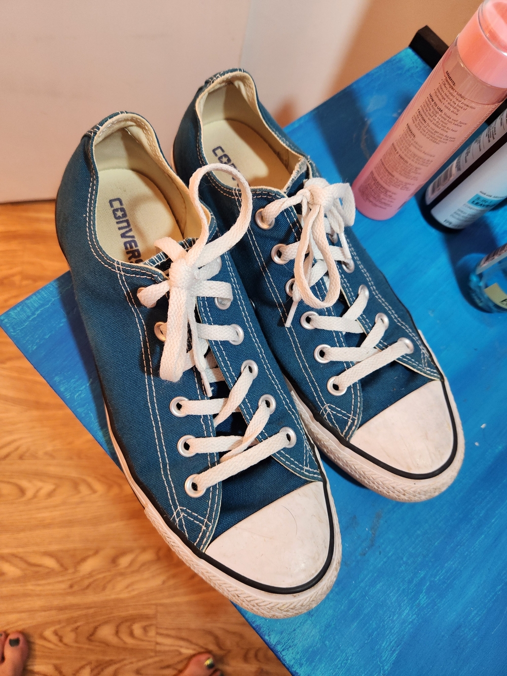 Converse Low Top Canvas Sneakers in Blue with White Laces